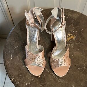 Adrianna Papell Blush and Silver Heels
